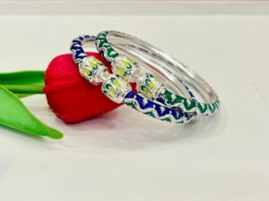 92.5 Pure Silver Minakari Monipuri Bala (Pair)