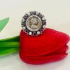 92.5 Pure Silver PinkWhite Stone Med Gini Pendant With Earrings and Finger Rings (Without Chain)