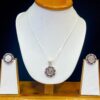 92.5 Pure Silver PinkWhite Stone Med Gini Pendant With Earrings and Finger Rings (Without Chain)