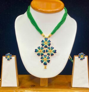 Shiuli Floral Minekari Pendant With Ear Top