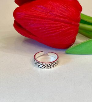 92.5 Silver Zigzag Shape Adjustable Thumb Ring (Single)