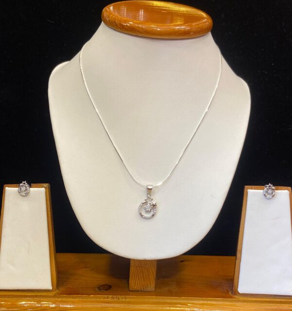 92.5 Pure Silver Double Star Circle Pendant With Tops (Without Chain)