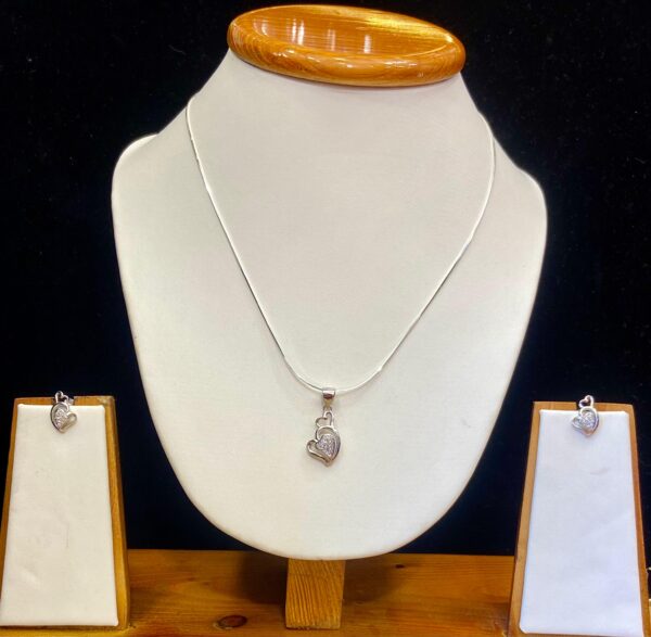 92.5 Pure Silver Tripple Heart Shape Pendant With Tops (Without Chain)