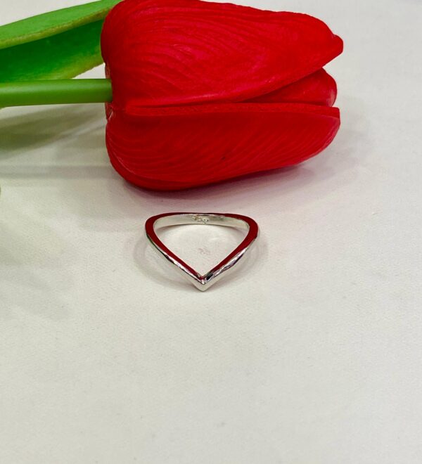 92.5 Silver Double V Shape Finger Ring (Size-13-14-15)