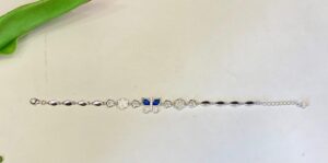 92.5 Pure Silver Blue Stone Butterfly Bracelet