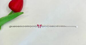 92.5 Pure Silver Pink Butterfly Bracelet