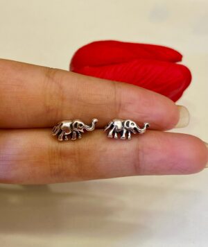 92.5 Pure Silver Elephant Shape Earrings