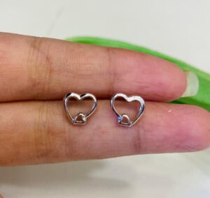 92.5 Pure Silver Double Haert Design Earrings