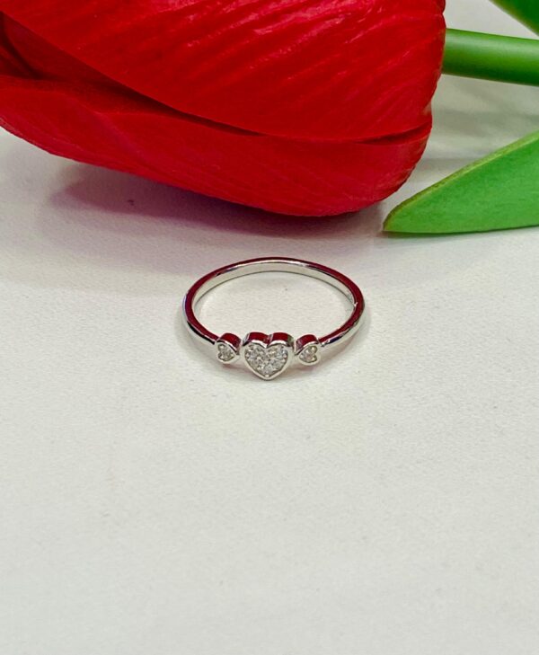 92.5 Silver Tripple Heart Shape Finger Ring (Size-8-9)