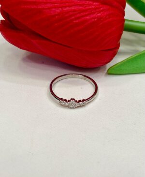 92.5 Silver Floral Heart Shape Finger Ringv (Size-11)