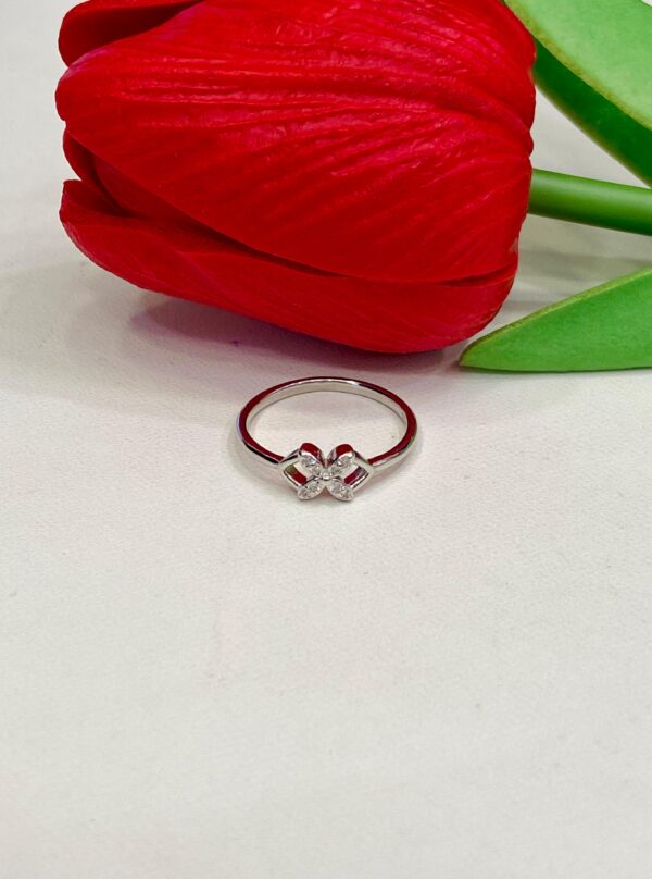 92.5 Silver Cross Flower Finger Ring (Size-9-11)