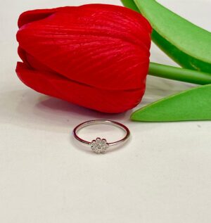 92.5 Silver Jui Flower Design Finger Ring (Size-14)