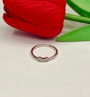 92.5 Silver Bow Shape Finger Ring (Size-13)
