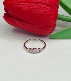 92.5 Silver Tripple Round Shape Finger Ring (Size-11)