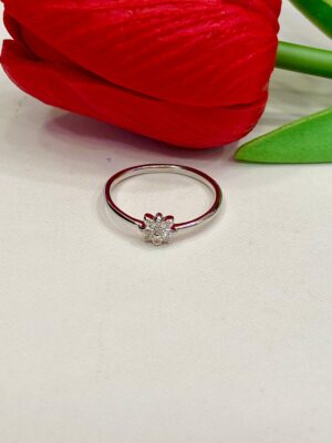 92.5 Silver Stone Butterfly Shape Finger Ring (Size-15)