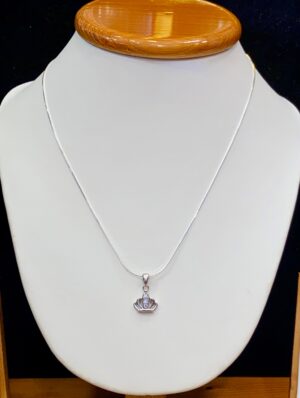 92.5 Pure Silver Middle Stone Crown Pendant (Without Chain)