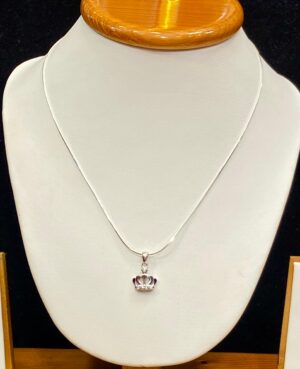 92.5 Pure Silver Stylish Stone Crown Pendant (Without Chain)