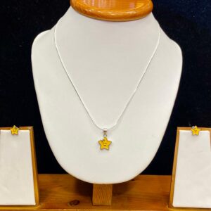 92.5 Pure Silver Yellow Star Pendant With Tops (Without Chain)