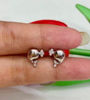 92.5 Pure Silver Dolphine Stone Ear Tops