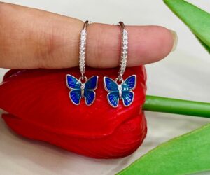 92.5 Pure Silver Hanging Butterfly Earrings