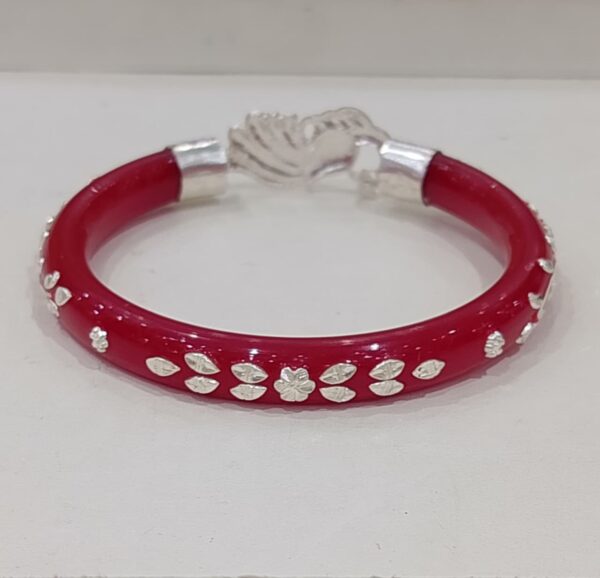 92.5 Pure Silver Peacock Shape Floral Bracelet Pola (Single)