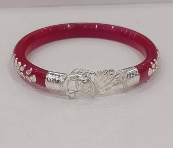 92.5 Pure Silver Peacock Shape Floral Bracelet Pola (Single)