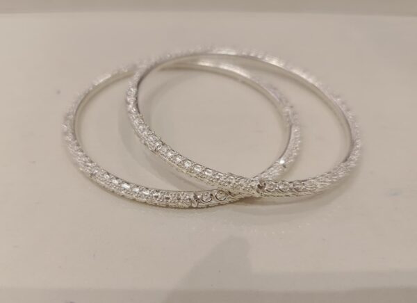 92.5 Pure Silver Monipuri Bangle (Pair) (Size-26) (CN18)