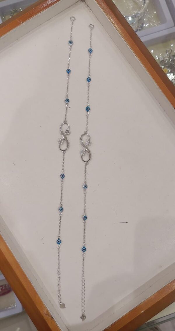 92.5 Hallmark Silver Infinity Evil Eye Designer Payal