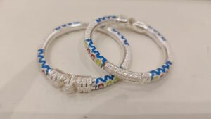 92.5 Pure Silver Minakari Monipuri Khilen Bala (Pair) (Size-22) (CN45)