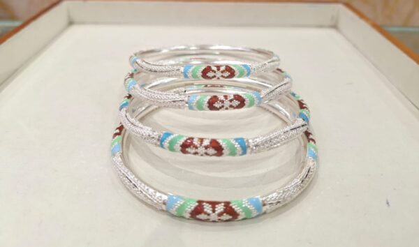 WhatsApp Image 2025-10-25 at 4.40.13 PM (1) 92.5 Pure Silver Maroon Sky Green Minakari Monipuri Bangle(Pair) (Size-25) (CN53)