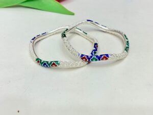 WhatsApp Image 2025-11-24 at 6.16.25 PM 92.5 Pure Silver Minakari Monipuri beki Bangle(Pair) (Size-22) (CN 54)