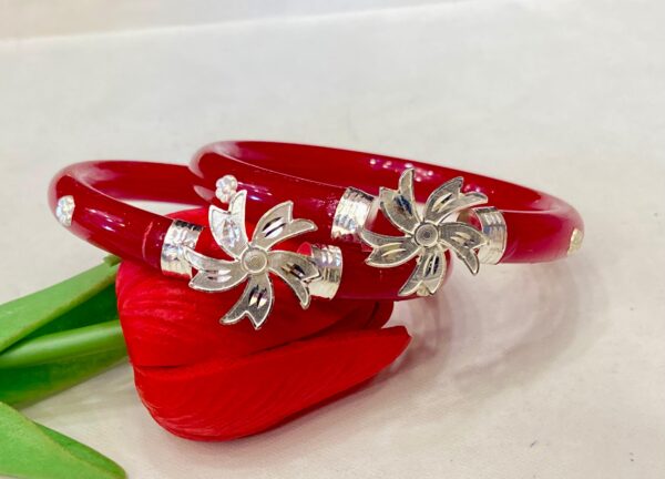 92.5 Pure Silver Shiuli Ful Design Bracelet Pola (Pair)