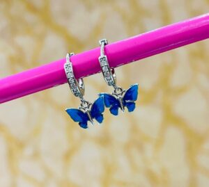 92.5 Pure Silver Fire Flying Butterfly Earrings
