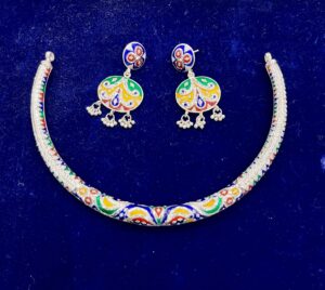 WhatsApp Image 2025-11-06 at 3.22.15 PM 92.5 Pure Silver Minakari Kolka Design Manipuri Hasuli Cum Necklace