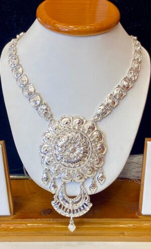 92.5 Pure Silver Floral Kanbali Design Sitahar (CN44)