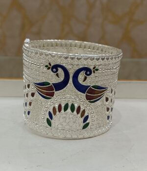 92.5 Pure Silver Peacock Design Minakari Chuur (CN 57)