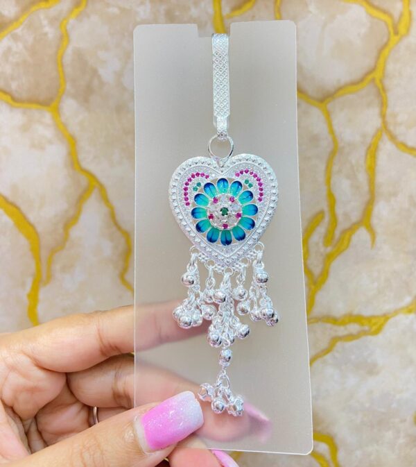 92.5 Pure Silver Pink Heart Shape Floral Komor Jhapta (CN 28)