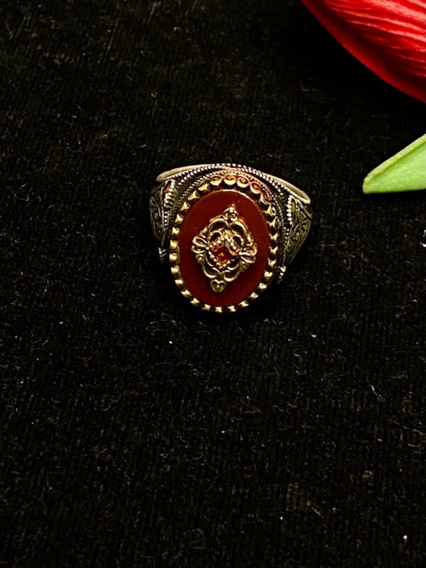 WhatsApp Image 2025-11-19 at 5.35.19 PM 92.5 Silver Maroon Stone Antique Finger Ring (Size-28) (CN 15)