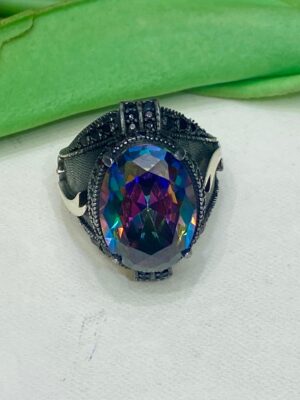 WhatsApp Image 2025-11-19 at 5.48.46 PM 92.5 Silver Green Stone Antique Finger Ring (Size-25) (CN 17)