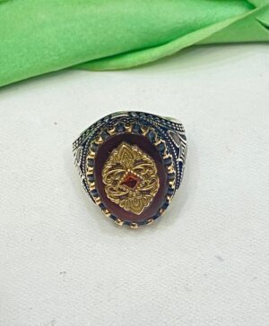 WhatsApp Image 2025-11-19 at 5.55.18 PM 92.5 Silver Deep Brown Stone Antique Finger Ring (Size-22) (CN 14)