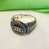 92.5 Silver Round Shape Blue Antique Finger Ring (Size-23) (CN 8)