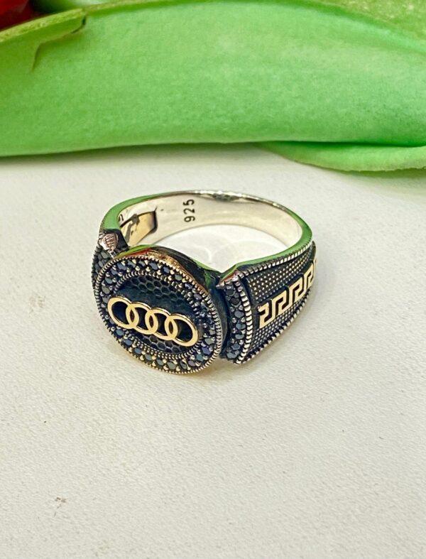 92.5 Silver Round Shape Blue Antique Finger Ring (Size-23) (CN 8)