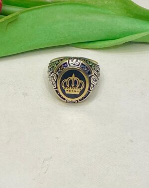 WhatsApp Image 2025-11-19 at 6.03.05 PM 92.5 Silver Crown Shape Blue Antique Finger Ring (Size-19) (CN 13)
