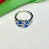 92.5 Silver Zigzag Round Shape Blue Opal Stone Finger Ring (Size-17-20)