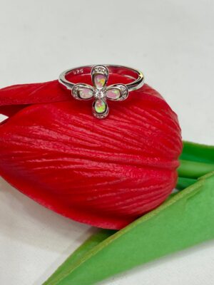WhatsApp Image 2025-11-19 at 6.07.12 PM 92.5 Silver Pink Opal Stone Flower Design Finger Ring (Size-15)