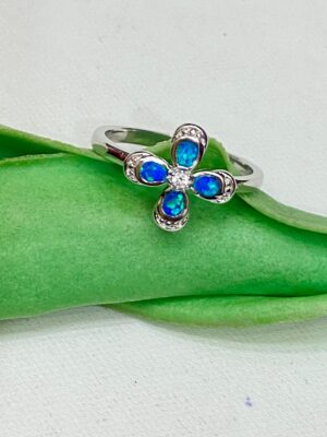 WhatsApp Image 2025-11-19 at 6.13.12 PM 92.5 Silver Blue Opal Stone Flower Design Finger Ring (Size-16.5-17)