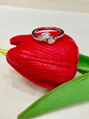 WhatsApp Image 2025-11-19 at 6.20.44 PM 92.5 Silver Baby Pink Opal Leaf Design Finger Ring (Size-17)