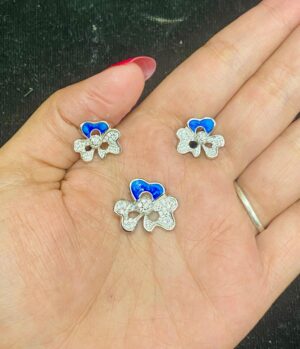 WhatsApp Image 2025-11-20 at 1.02.22 PM 92.5 Pure Silver Blue Flower Shape Floral Pendant With Ear Tops (Without Chain)