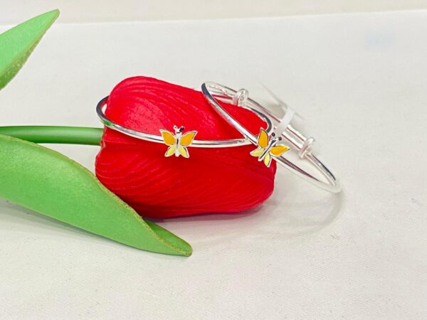 WhatsApp Image 2025-11-20 at 1.28.44 PM 92.5 Pure Silver Yellow Butterfly Design Baby Bangles (CN 12/125)