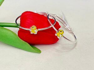 92.5 Pure Silver Duck Design Baby Bangles (CN 13)